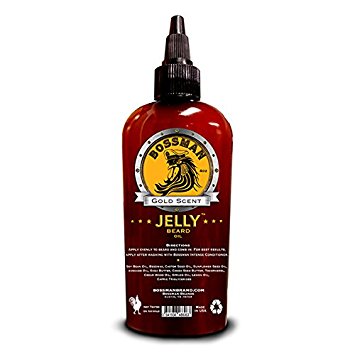 Bossman JELLY Beard Oil - World's First Jelly Beard Oil, Bonds to Beard Hair Better than Conventional Oils, 3-in-1 Moisturizing, Taming and Strengthening 4oz (Gold Scent)