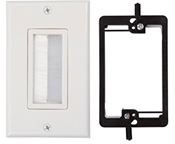 Buyer's Point Brush Wall Plate, with Single Gang Low Voltage Mounting Bracket Device (White Kit)