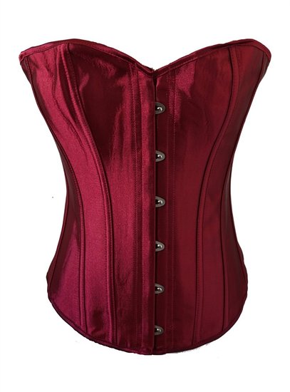 Black Satin Sexy Strong Boned Corset Lace Up Bustier Top - Also White & Red