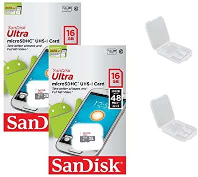 2 PACK - SanDisk Ultra 16GB MicroSDHC Memory Flash Card UHS-I Class 10 Micro SD SDHC Read Speed up to 48MB/s 320X SDSQUNB-016G-GN3MNA Wholesale Lot   ( 2 Cases )