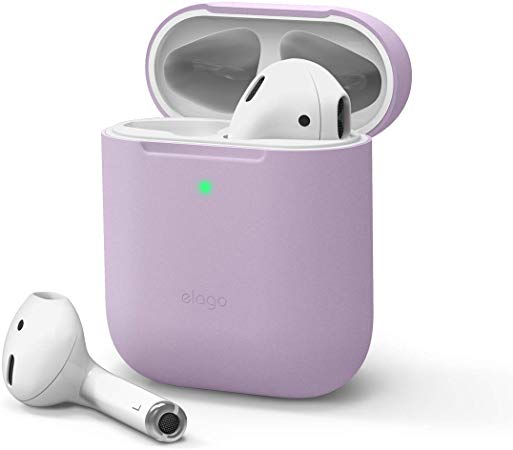 elago Upgraded AirPods Case (Front LED Visible) Protective Slim Cover (with no Hinge) Compatible with Apple AirPods 2 and 1 (Lavender)