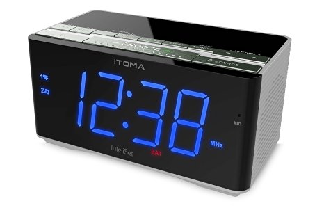 Alarm Clock Radio with FM, Dual Alarm, Bluetooth with NFC for Music and Call Receiving, Auto Time and Date Set, USB Charge Port, Battery Backup (CKS3501BT from iTOMA)