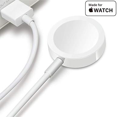 Mesqool iWatch Charger, Portable Magnetic Pod with 3.3 ft (1M) USB Charging Cable Cord, Compatible with Apple Watch Series 4 3 2 1 All 38mm 42mm(White)