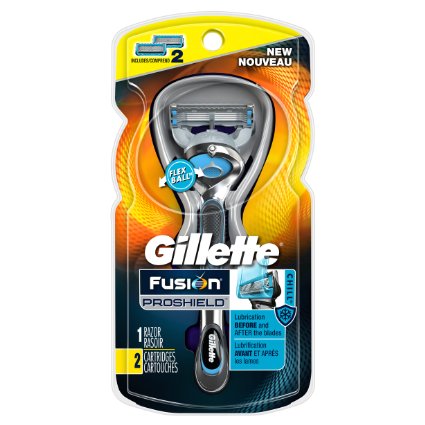 Gillette Fusion Proshield Chill Men's Razor with Flexball Handle and Razor Blade Refills, 2 Count