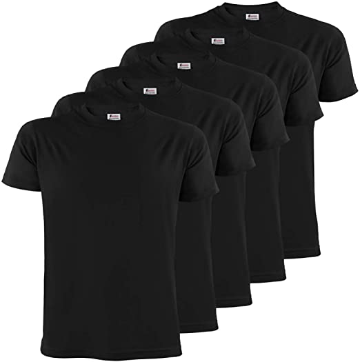 ALPIDEX Men's T-Shirts Pack of 5 with Round Neck, Plain Sizes S M L XL XXL 3XL 4XL