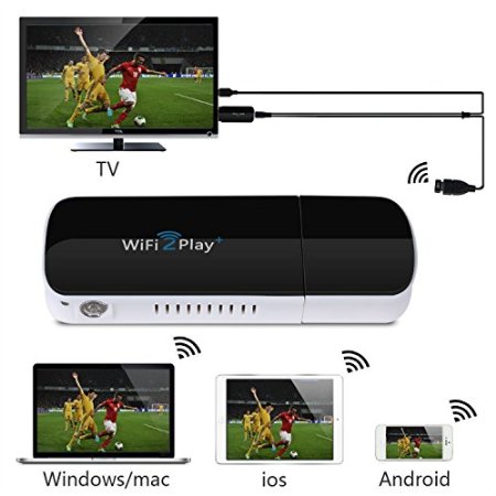 1Byone Wireless HDMI WiFi Dongle WiFi2Display Videos Images Docs Live Camera Musics from All Smart Devices to TV, Monitor or Projector