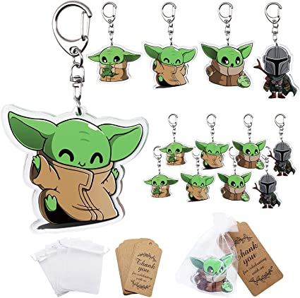 Cute Alien Keychains 12 Sets Party Favors Goodie Bags Gifts with Drawstring Gifts Bags and THANK YOU Kraft Tags for kids Galaxy Alien Theme Birthday Party Baby Shower