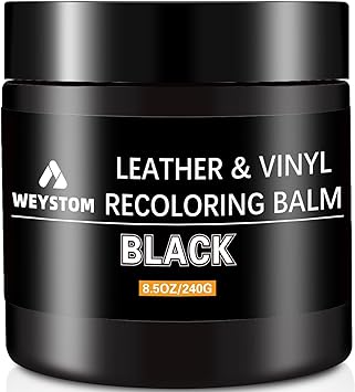 WEYSTOM Leather Recoloring Balm - Black Leather Repair Kit for Furniture, Leather Dye, Recolor, Renew, Repair & Restore Aged, Faded, Cracked, Peeling and Scuffed Leather