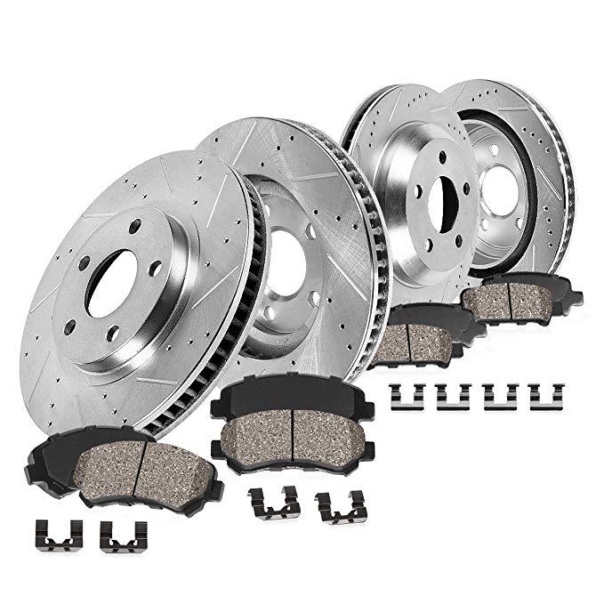 Callahan CDS02172 FRONT 357.1mm   REAR 335mm D/S 5 Lug [4] Rotors   Ceramic Brake Pads   Clips [ Lexus LS600h LS460 ]