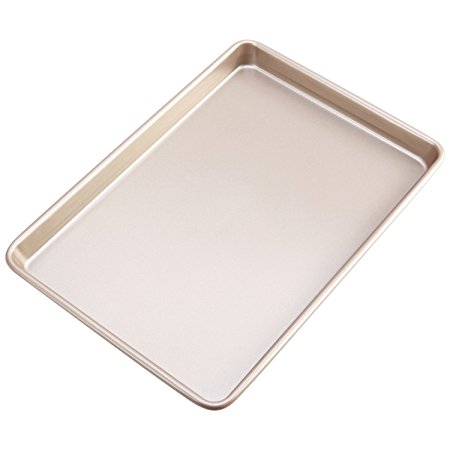 CHEFMADE Non-stick Bakeware 17 Inch Heavy-duty Baker's Cookie Sheet , FDA Approved, Oven Roasting Meat Bread Baking Jelly Roll Pan Cupcake Tray 12" x 17"(Champagne Gold)