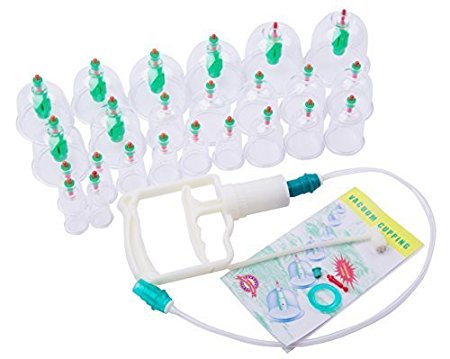 NuoYa005 Chinese Cupping Vacuum Massage Set 24pcs 8 magnet points Pump China Acupuncture