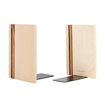 Muso Wood Wooden Maple Artist Bookends Decorative Book Ends,6"x4" (Maple)