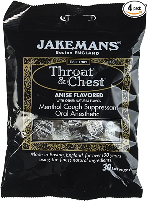 Jakeman's Throat and Chest Menthol Cough Suppressant Lozenges 100g (Pack of 4)