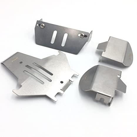 KYX Racing Stainless Steel Frame Protector & Skid Plate Chassis Guard & Axle Protective Plate for 1/10 Rc Crawler TRX-4