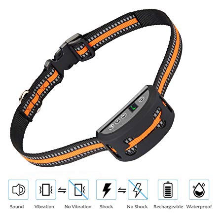 iWings Shock Collar for Dogs Upgraded Smart Detection Module with Triple Anti Barking Modes Collar: Beep/Vibration/Shock for Small, Medium, Large Dogs Breeds,Waterproof with Orange Strap