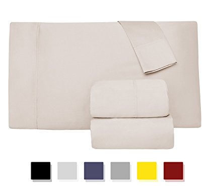 Comfy Sheets Luxury 100% Egyptian Cotton - Genuine 1000 Thread Count 4 Piece Sheet Set-Fits Mattress Up to 18'' Deep Pocket (Queen, Cream)