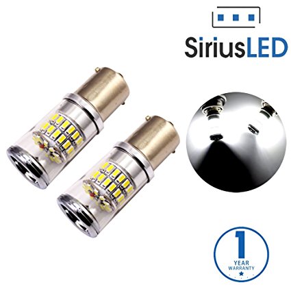 SiriusLED Super Bright 3014 Chip 48 SMD LED Lights Bulbs for Car Turn Signals Reverse Backup Brake Tail Lights 1156 1156A 1157 1259 7506 7527 BA12S P21W/5W Xenon White