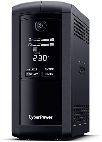 Cyberpower VP1000EILCD Value PRO 1000va/550w Tower LCD UPS, 6xIEC Outlets and AVR, Black