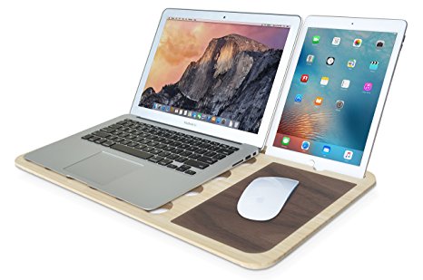 Slate Color LapDesk - Features Extended Phone and Tablet Dock, Colorful Desk Space, and Heat Protection - American Made by iSkelter Workshop - Premium Quality (Classic Walnut)