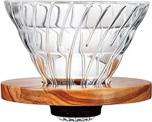 Hario VDGR-02-OV V60 Heat Resistant Glass, Permeable, Coffee Dripper, Olive Wood, 02, Coffee Drip, For 1 to 4 Cups