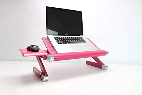 BACK Portable Laptop Stand Table Desk Tray, Foldable High Quality Alluminium &Zinc Alloy (Holds up to 50kg) Adjustable Tray Holder for MacBook/Laptop/Notebook Computer/Tablet (Raspberry Pink)