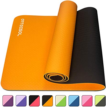 arteesol Yoga Mat, Non-Slip 6mm Thick Large Exercise Mat, Anti-Tear Eco Friendly with Carry Straps, Premium for Pilates, Fitness, Women and Men 183 cm x 61 cm x 6 mm