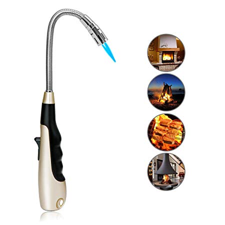 KOLIFEGOODS Butane Lighter Torch Lighter Jet Flame Long Lighter Refillable Candle Lighter Flexible Grill Lighter for Fireplace Candle Gas BBQ Fire Lighter(Butane Not Included for Shipping Safety