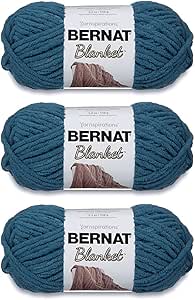 Bernat Blanket Dark Teal Yarn - 3 Pack of 150g/5.3oz - Polyester - 6 Super Bulky - 108 Yards - Knitting/Crochet