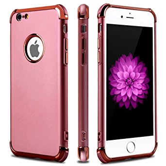 iPhone 6S Case,iPhone 6 Case,Casegory 3 in 1 Ultra Thin Slim Fit Sleek Stylish Armor Soft Velvet Texture Full Body Shockproof Protection Scratch Resistance Non-Slip iPhone 6 6S Phone Case -Rose Gold