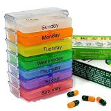 Vakind Weekly Medicine Storage 7 Day Tablet Pill Sorter Organizer Box Holder Container As shown