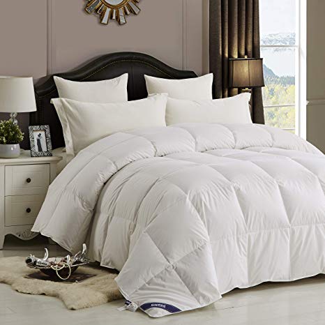 drtoor Luxurious Goose Down Comforter, All Seasons King Duvet Insert, 100% Hypoallergenic Cotton Cover, 750+ Fill Power, 50oz Fill Weight – White, King Size