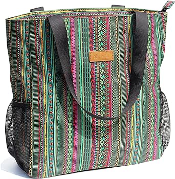 ESVAN Original Floral Water Resistant Large Tote Bag Shoulder Bag for Gym Beach Travel Daily Bags Upgraded