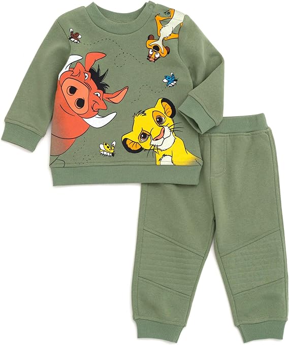 Disney Lion King Mickey Mouse Pumbaa Timon Simba Fleece Sweatshirt and Pants Set Newborn to Little Kid