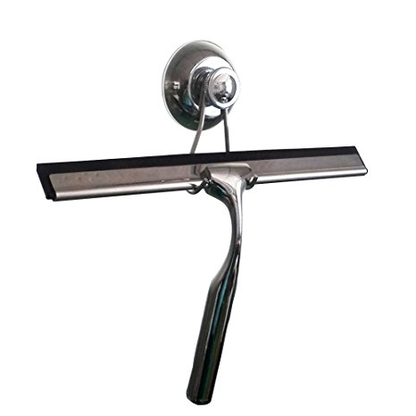 Shower squeegee with hook, ZETOLL Stainless Steel Metal Shower, Window and Car Glass All-Purpose Squeegee with Free Super Suction Cup