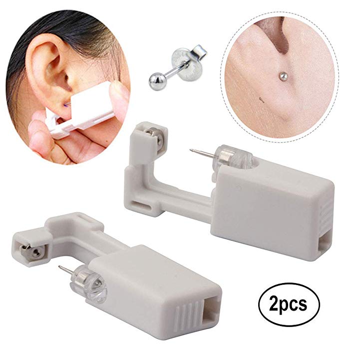 Hermosa Ear Piercing Gun Earring Disposable Ear Stud Gun Sterile No Pain Ear Piercing Gun 2 Pack