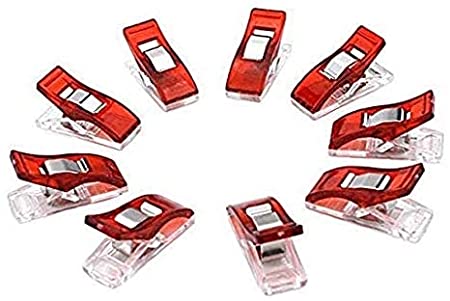 GLE2016 Sewing clips, Paper Clips, Blinder Clips, Multi-purpose Clips, 100 pcs, Red