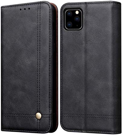 SINIANL iPhone 11 Pro Max Case, Leather Wallet Case Magnetic Closure with Kikstand & Card Slot Flip Cover for Apple iPhone 11 Pro Max 6.5 inch 2019 - Black