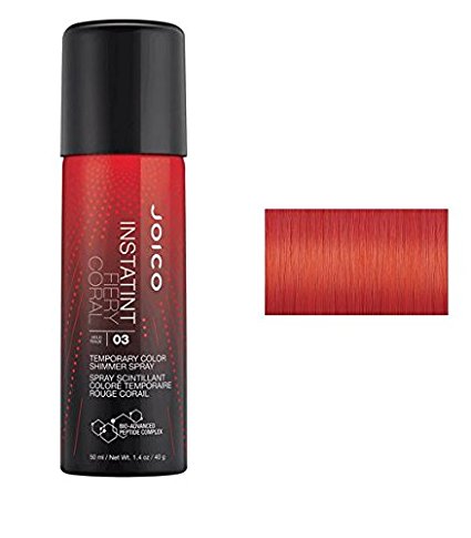 Joico InstaTint Temporary Color Shimmer Spray, 1.4 oz (with free Sleek Steel Tail Comb) (Fiery Coral)
