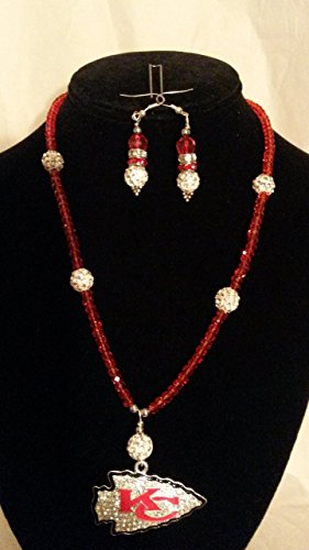 KC Chiefs Crystal Necklace and Earrings Set