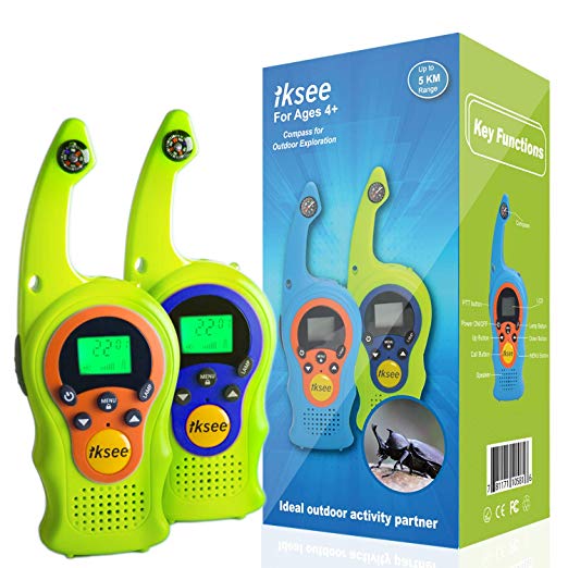 iKsee 2019 Must-Have Dung Beetle Walkie Talkie Set for Adults and Kids with Compass Flashlight, 3  Mile Long Range Two Way Radios Toys Gifts for 4-12 Boys Girls Awards and Family Games (Green,1 Pair)