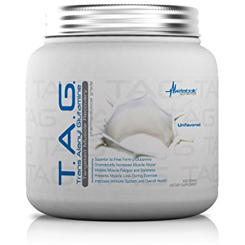 Metabolic Nutrition, TAG, Trans Alanyl Glutamine, 100% L-Glutamine Peptide Powder, Pre Intra Post Workout Supplement, Unflavored, 400 grams (40 servings)