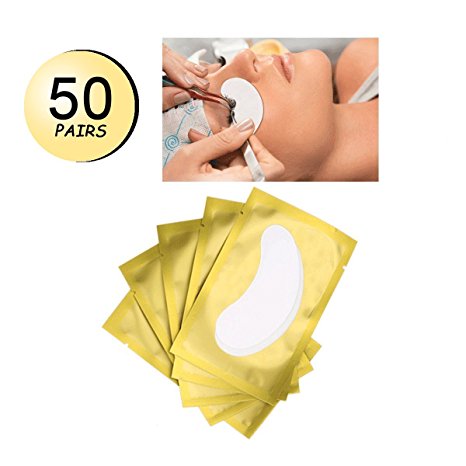 TailaiMei 50 Pairs Professional Lint Free Under Eye Gel Pad Patches for Eyelash Extensions Makeup,with Vitamin C,Aloe Extract to Reduce Dark Circles and Increase skin elasticity.
