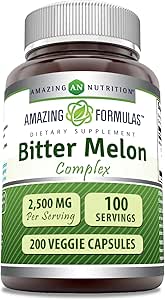 Amazing Formulas Bitter Melon Complex Supplement | 2500 Mg Per Serving | 200 Veggie Capsules | Non-GMO | Gluten Free | Made in USA