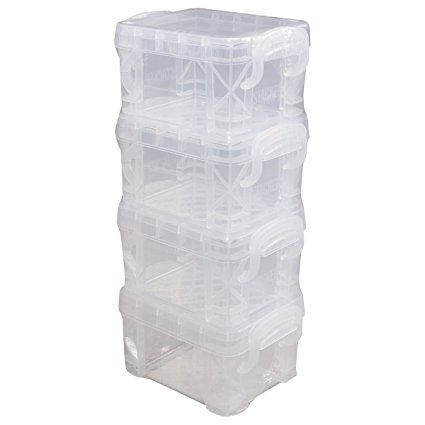 ADVANTUS Super Stacker Pixie Box, 4 Pack, Clear (40313)