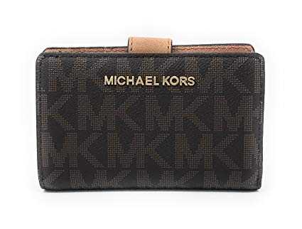 Michael Kors Jet Set Travel PVC Signature Bifold Zip Coin Wallet Clutch