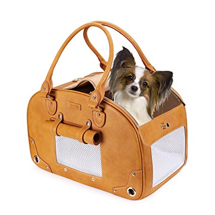Dog Carrier, Pet Carrier, PetsHome Waterproof Premium Leather Pet Travel Portable Bag Carrier for Cat and Small Dog Home & Outdoor