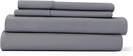 Linen Market Ultra Soft Easy Care Microfiber 16" Deep Pocket Basic 4 Piece Bed Sheet Set with Pillowcases, Gray, King