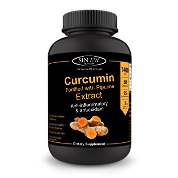 Sinew Nutrition Organic Turmeric Curcumin Extract 60 Veg Capsules (1400 mg / serve), 95% Curcuminoids with Piperine for Extra Bioavailability