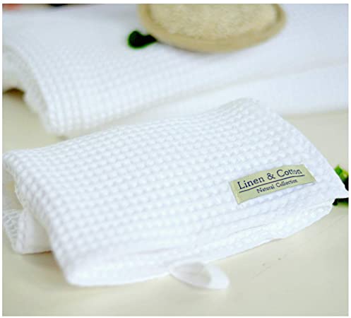 Linen & Cotton Washed Waffle Bath Sheet LEILA, 100% Cotton - 100 x 140cm (40''x 56''), White