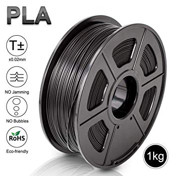 PLA 3D Print Filament,1.75 mm Black PLA Filament,Dimensional Accuracy  /- 0.02 mm,1KG Spool(2.2lbs) - Enotepad Non-Block Filament(Black)